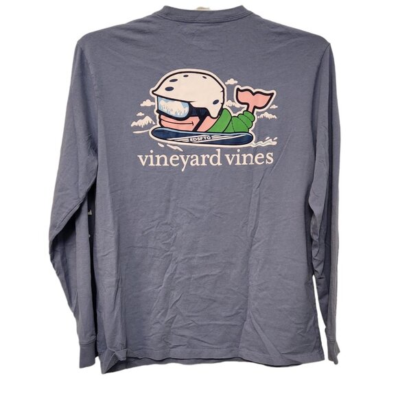 Vineyard Vines Long Sleeve T-Shirt Pocket Blue Winter Snowboarding Mens Medium‎ - Picture 1 of 12